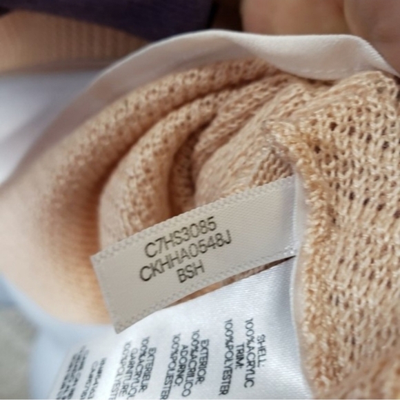 Calvin Klein Layered T-shirt Hem Sweater Beige Knit Chevron Pattern Size Large - Picture 6 of 15